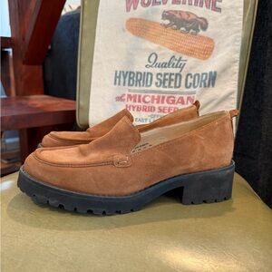 Hush Puppies Brown Suede Platform Loafers